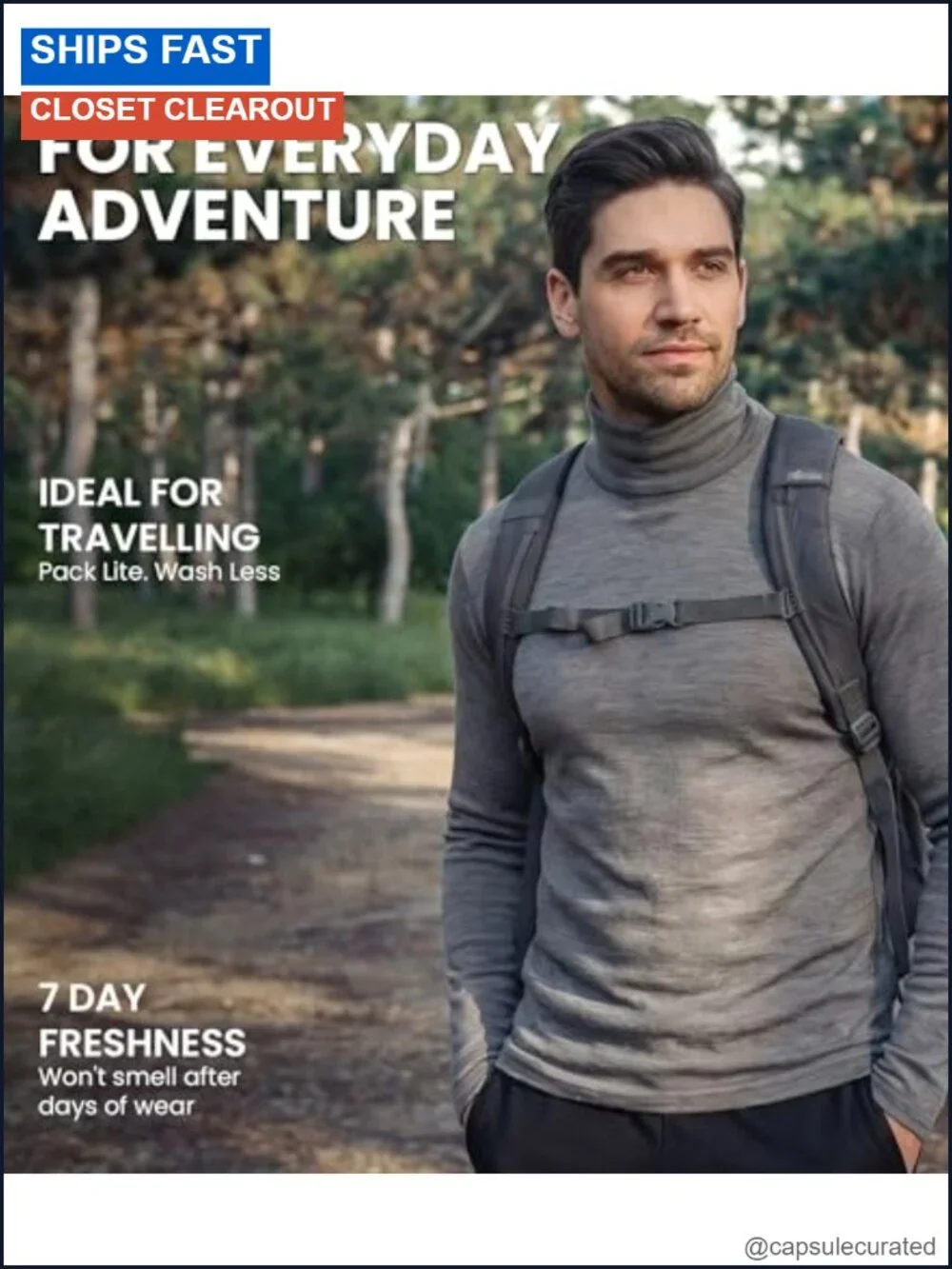 Men's 100% Merino Wool Base Layer Turtleneck Thermal Shirt